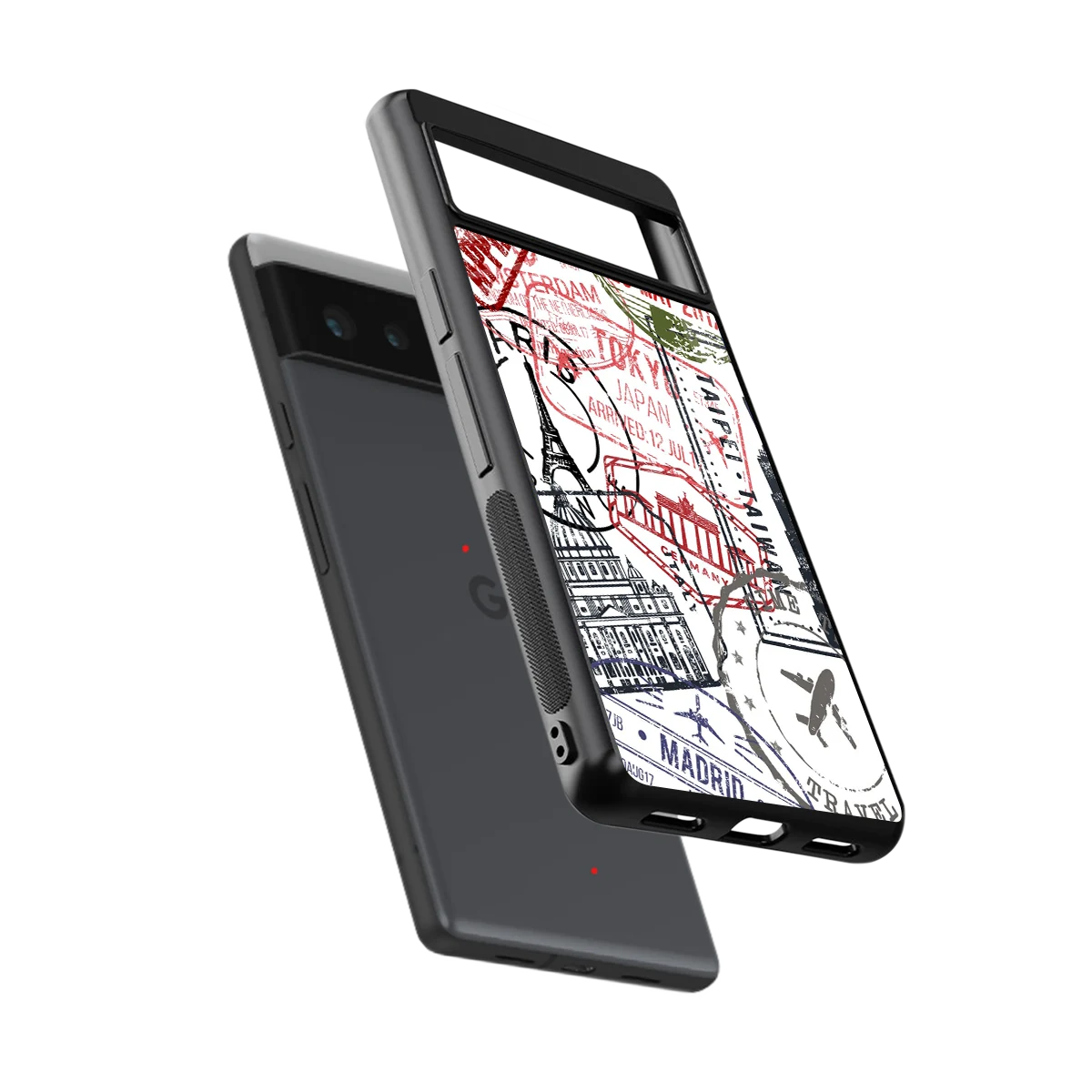 Stamp Collection sleek google pixel 6 cover with tempered glass back and TPU edges