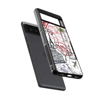 Stamp Collection sleek google pixel 6a cover with tempered glass back and TPU edges