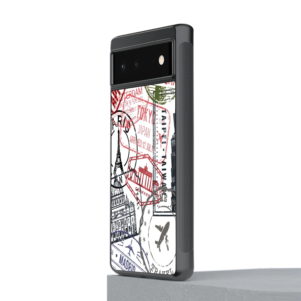 Stamp Collection stylish phone case for google pixel 6a | glossy glass and slim fit