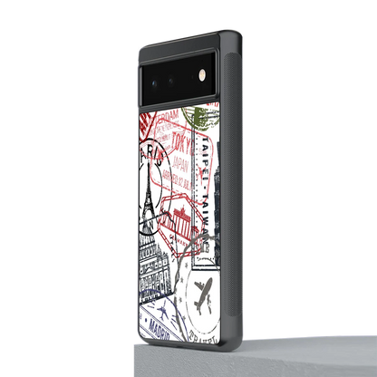 Stamp Collection stylish phone case for google pixel 6a | glossy glass and slim fit