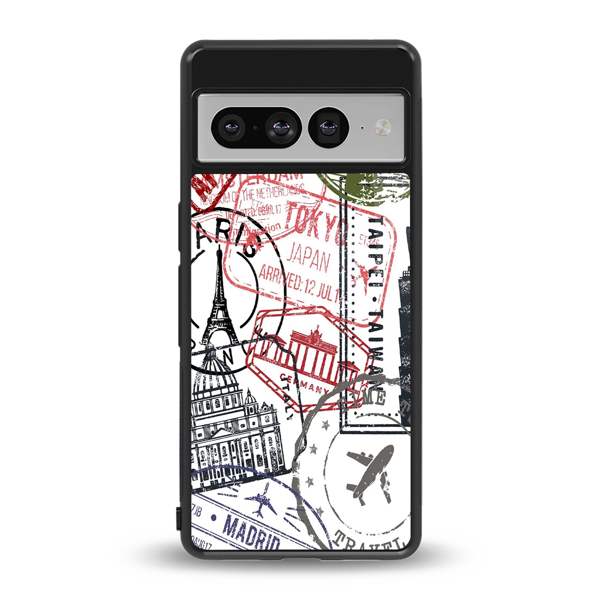 Stamp Collection back phone cover | glass case for google pixel 7 pro
