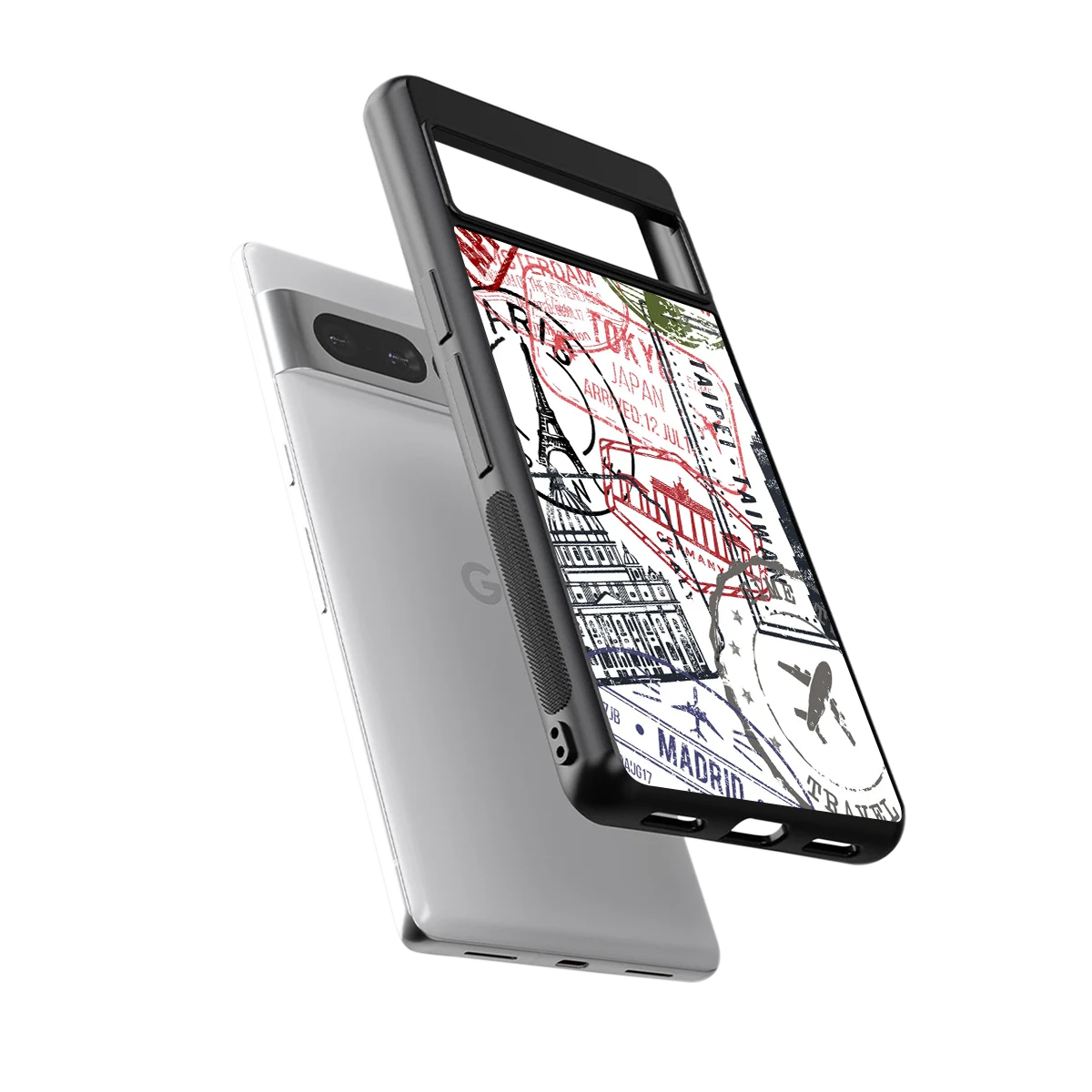 Stamp Collection sleek google pixel 7 pro cover with tempered glass back and TPU edges