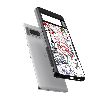 Stamp Collection sleek google pixel 7 pro cover with tempered glass back and TPU edges