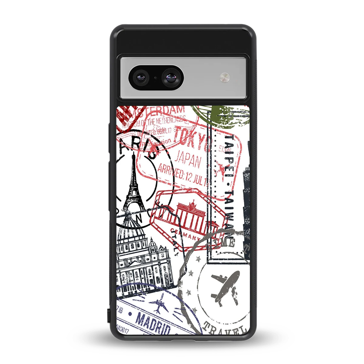 Stamp Collection back phone cover | glass case for google pixel 7a