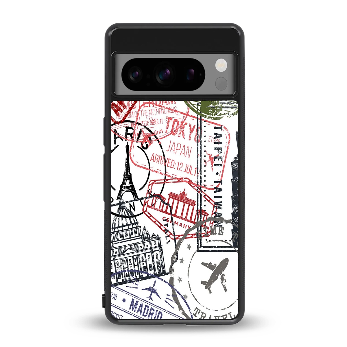 Stamp Collection back phone cover | glass case for google pixel 8 pro