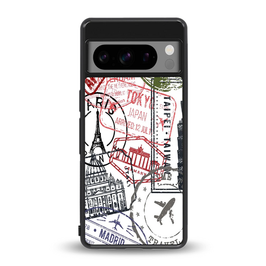 Stamp Collection back phone cover | glass case for google pixel 8 pro