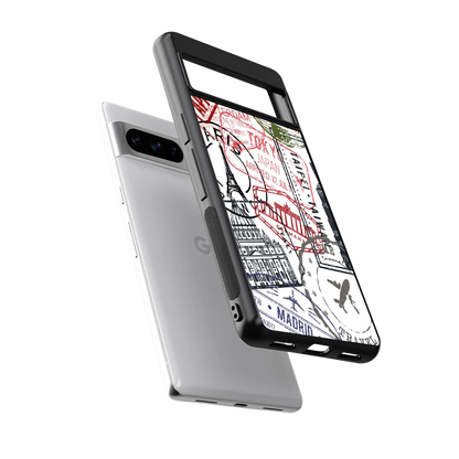 Stamp Collection sleek google pixel 8 pro cover with tempered glass back and TPU edges