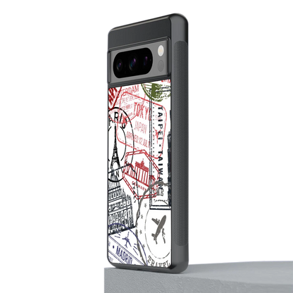 Stamp Collection stylish phone case for google pixel 8 pro | glossy glass and slim fit