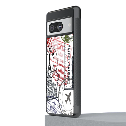 Stamp Collection stylish phone case for google pixel 8 | glossy glass and slim fit