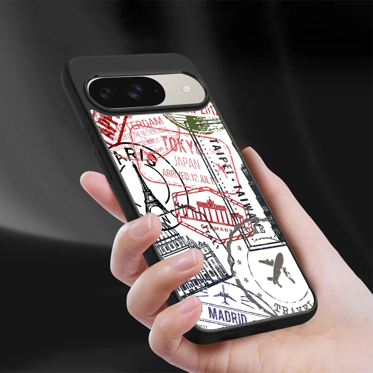 Stamp Collection sleek google pixel 9 cover with tempered glass back and TPU edges