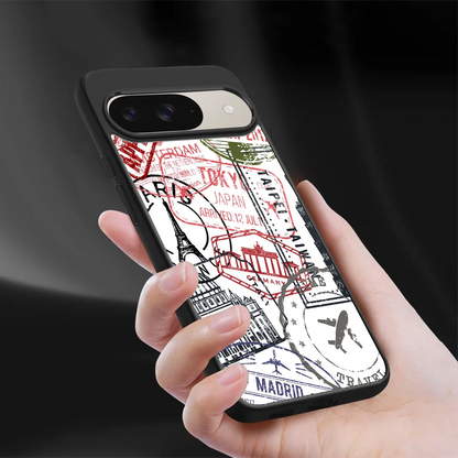 Stamp Collection sleek google pixel 9 cover with tempered glass back and TPU edges