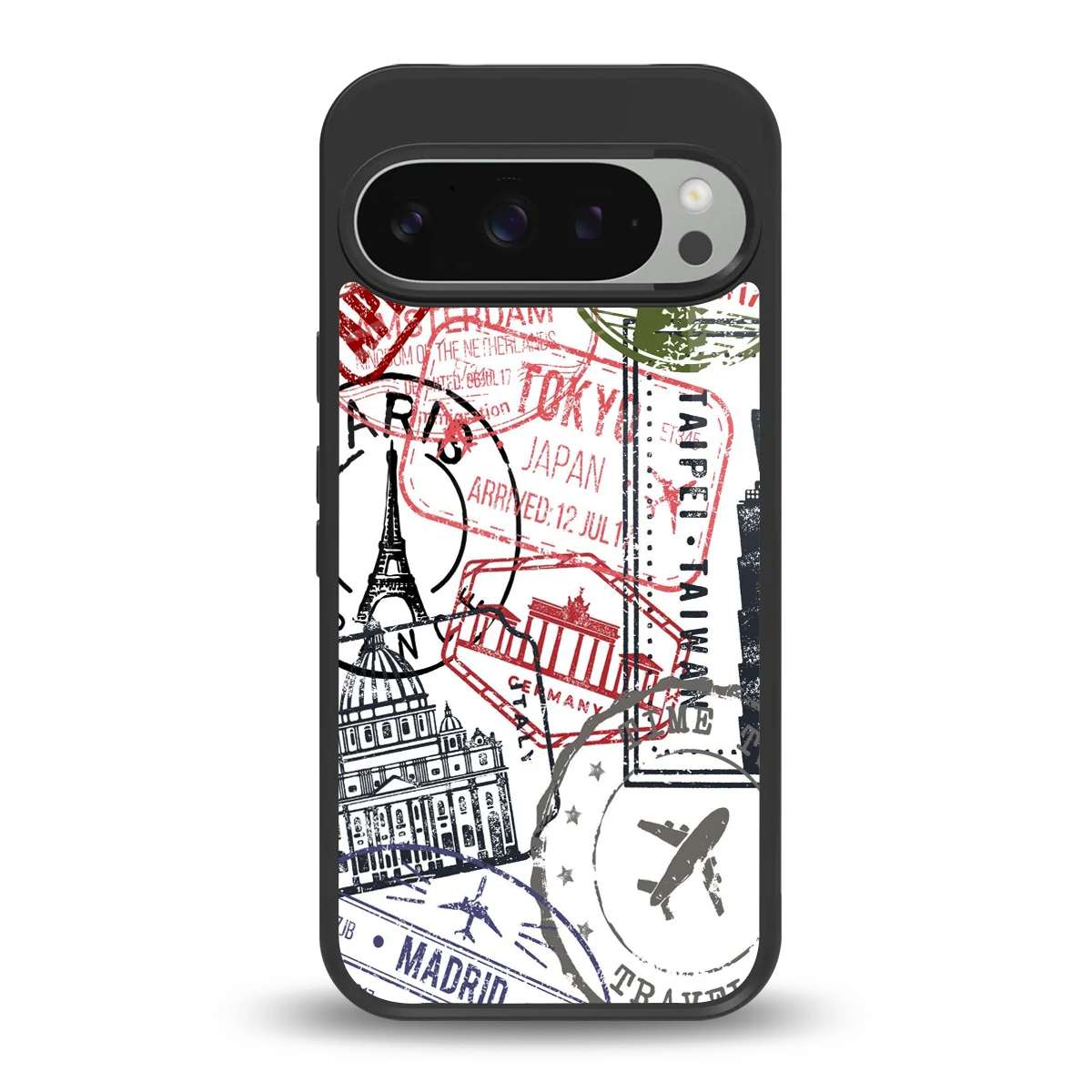 Stamp Collection back phone cover | glass case for google pixel 9 pro