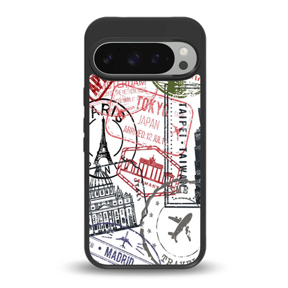 Stamp Collection back phone cover | glass case for google pixel 9 pro