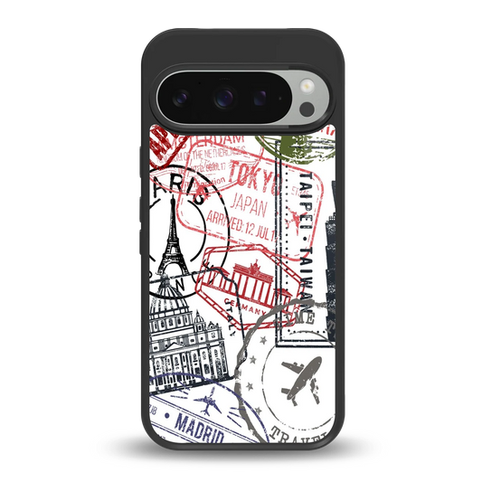 Stamp Collection back phone cover | glass case for google pixel 9 pro