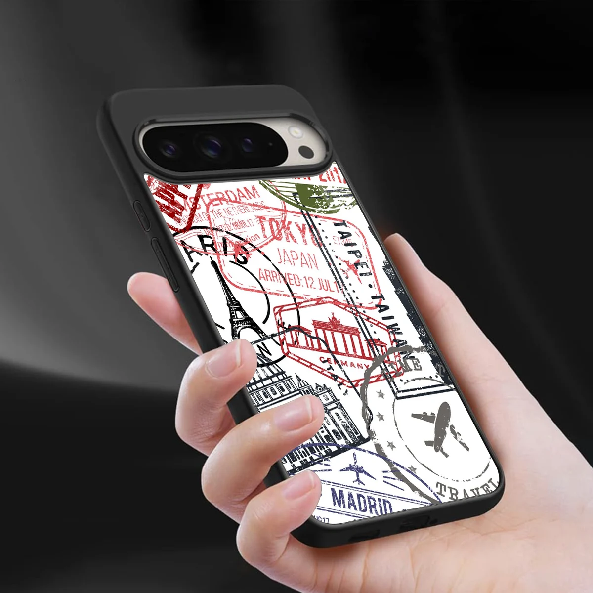 Stamp Collection sleek google pixel 9 pro cover with tempered glass back and TPU edges