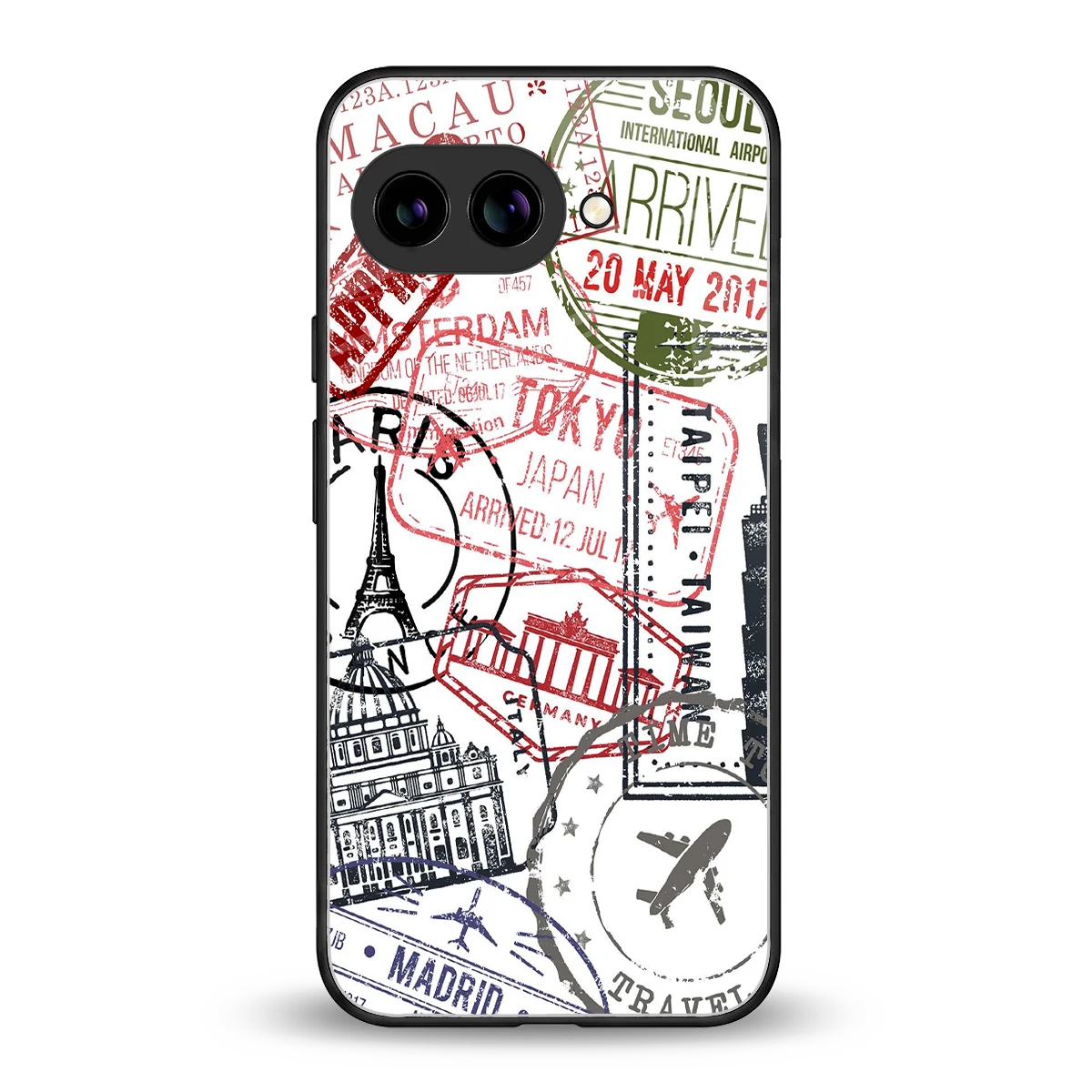 Stamp Collection back phone cover | glass case for google pixel 10a