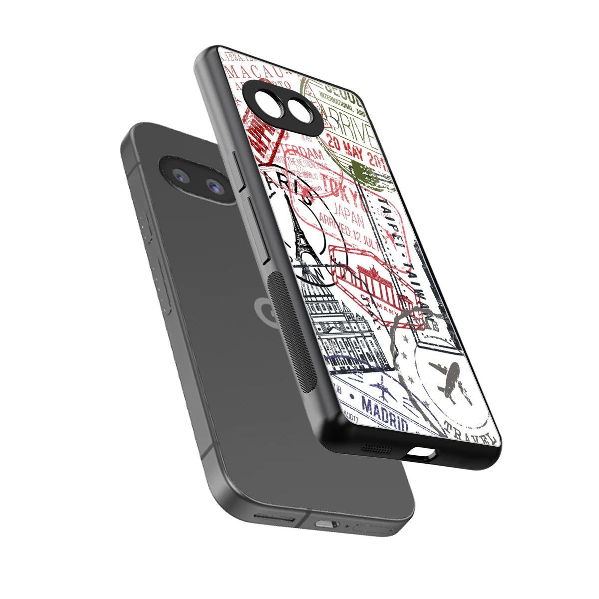 Stamp Collection sleek google pixel 10a cover with tempered glass back and TPU edges