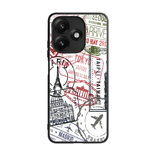 Stamp Collection back phone cover | glass case for redmi 12 5g