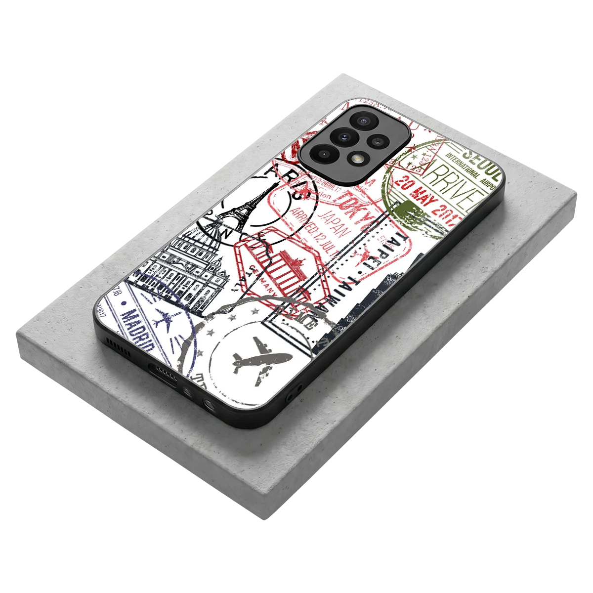 Stamp Collection stylish phone case for samsung galaxy a23 | glossy glass and slim fit