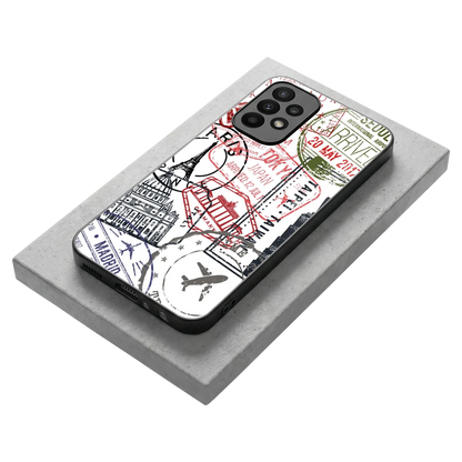 Stamp Collection stylish phone case for samsung galaxy a23 | glossy glass and slim fit