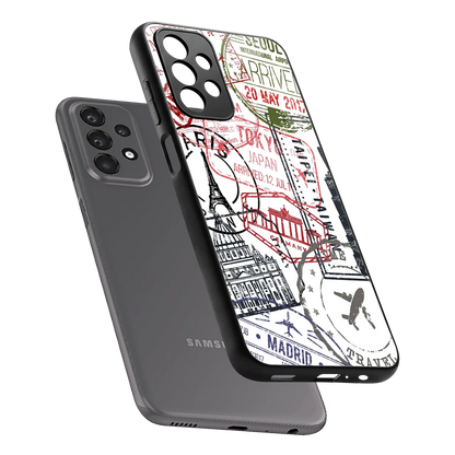 Stamp Collection sleek samsung galaxy a23 cover with tempered glass back and TPU edges