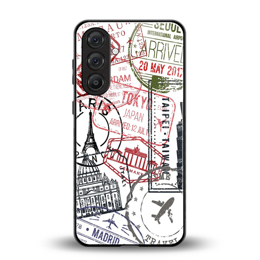 Stamp Collection back phone cover | glass case for samsung galaxy m35 5g