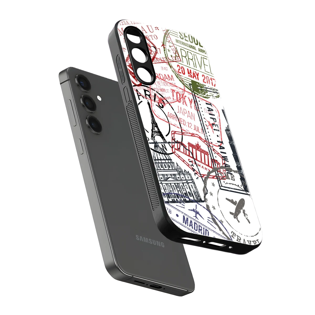 Stamp Collection sleek samsung galaxy m35 5g cover with tempered glass back and TPU edges