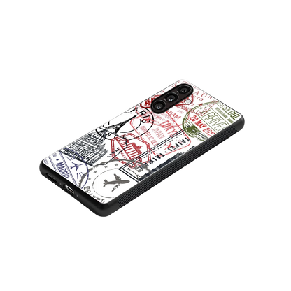 Stamp Collection stylish phone case for samsung galaxy m36 5g | glossy glass and slim fit