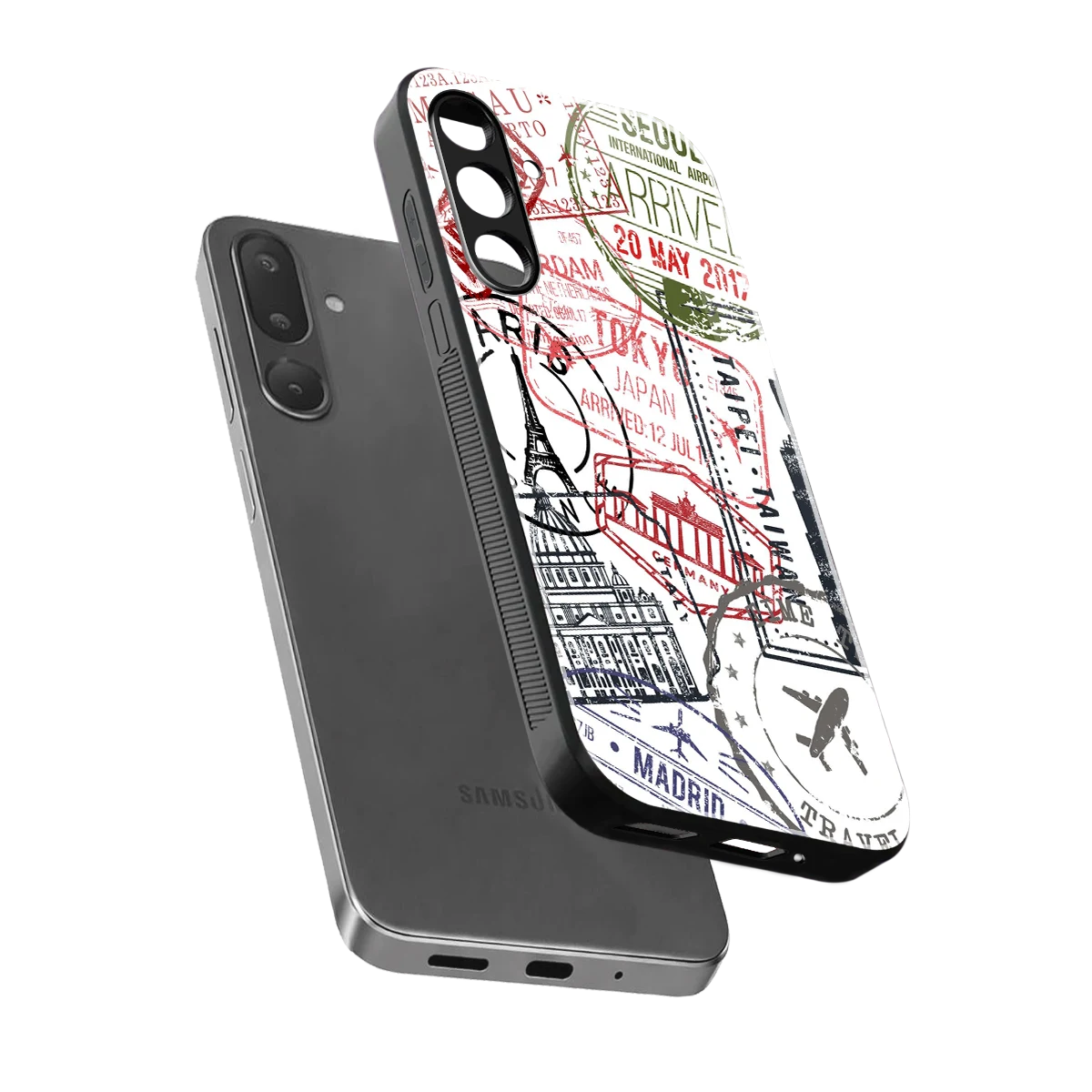 Stamp Collection sleek samsung galaxy m36 5g cover with tempered glass back and TPU edges