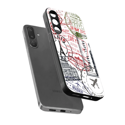 Stamp Collection sleek samsung galaxy m36 5g cover with tempered glass back and TPU edges