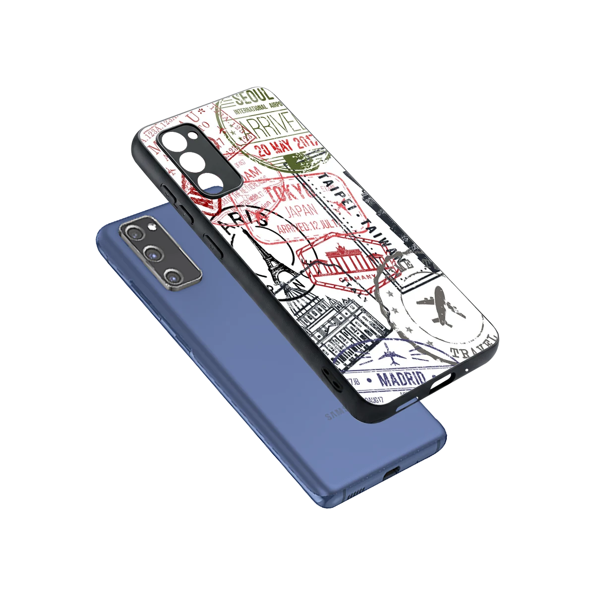 Stamp Collection sleek samsung galaxy s20 fe cover with tempered glass back and TPU edges