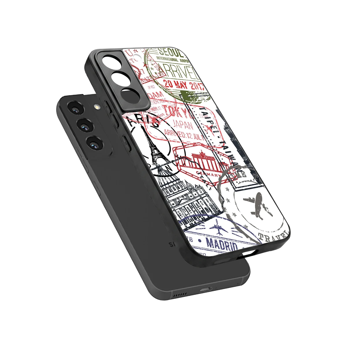 Stamp Collection sleek samsung galaxy s22 cover with tempered glass back and TPU edges