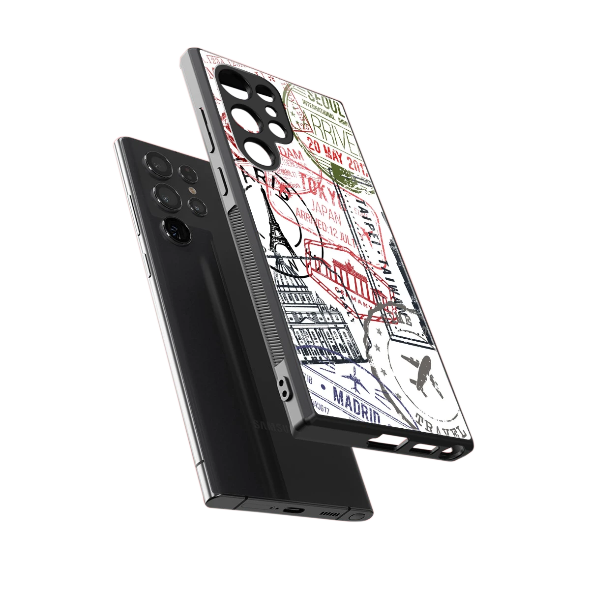 Stamp Collection sleek samsung galaxy s24 ultra cover with tempered glass back and TPU edges