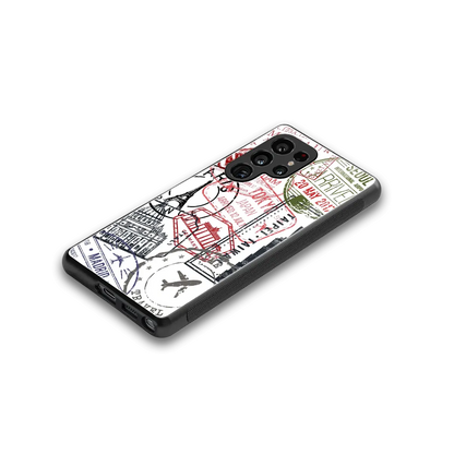 Stamp Collection stylish phone case for samsung galaxy s25 ultra | glossy glass and slim fit