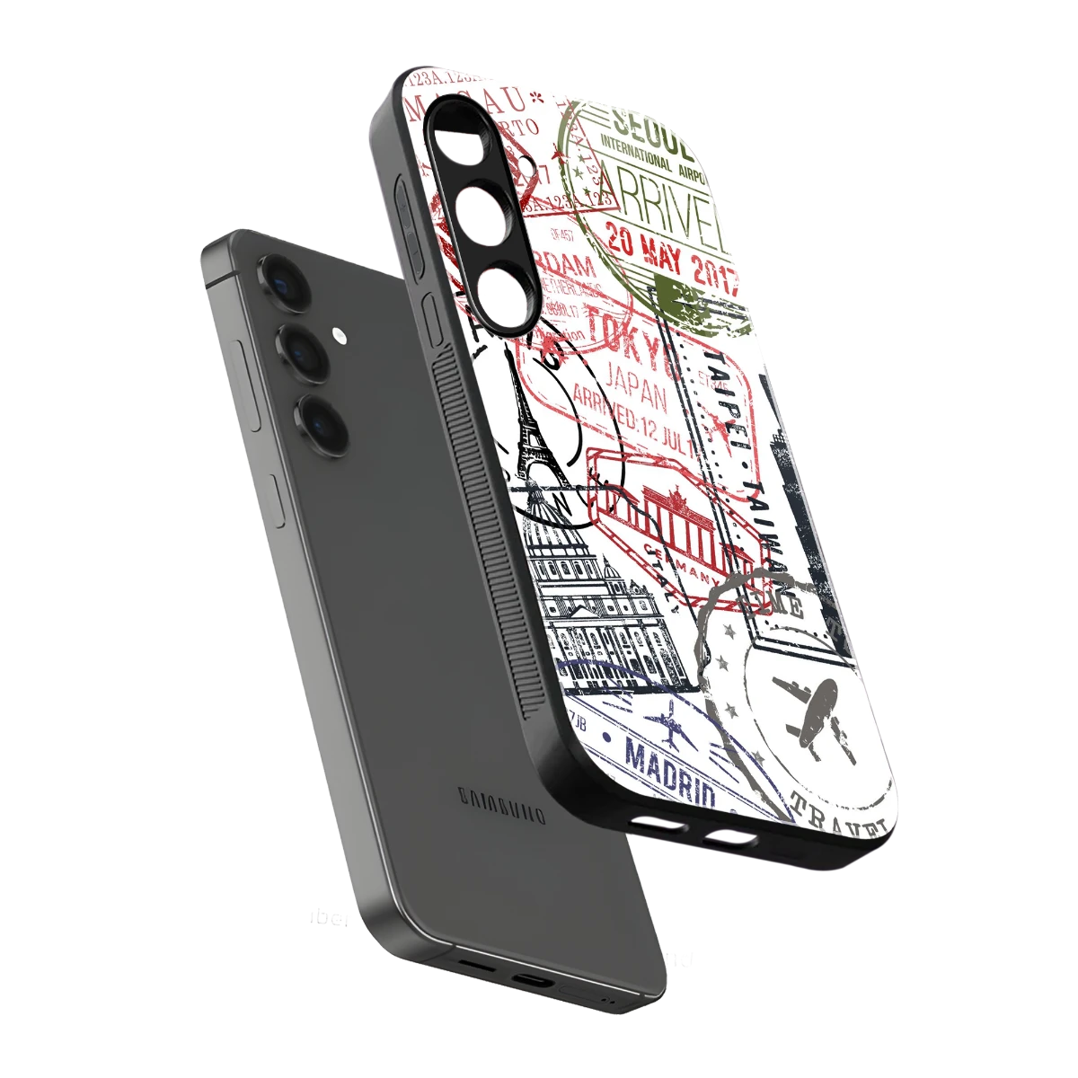 Stamp Collection sleek samsung galaxy s24 cover with tempered glass back and TPU edges