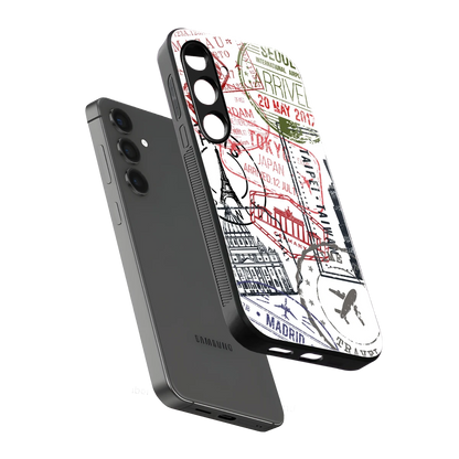 Stamp Collection sleek samsung galaxy s24 cover with tempered glass back and TPU edges