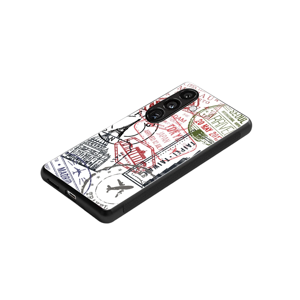 Stamp Collection stylish phone case for samsung galaxy s25 fe | glossy glass and slim fit