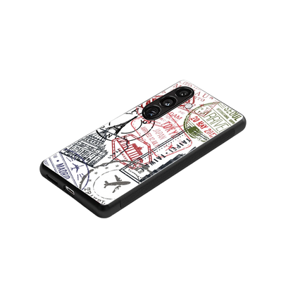 Stamp Collection stylish phone case for samsung galaxy s25 fe | glossy glass and slim fit