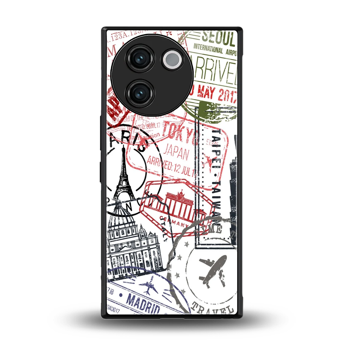 Stamp Collection back phone cover | glass case for vivo v30e