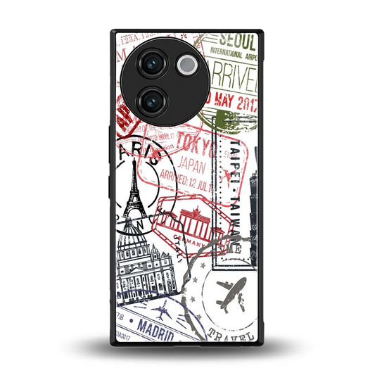 Stamp Collection back phone cover | glass case for vivo v30e