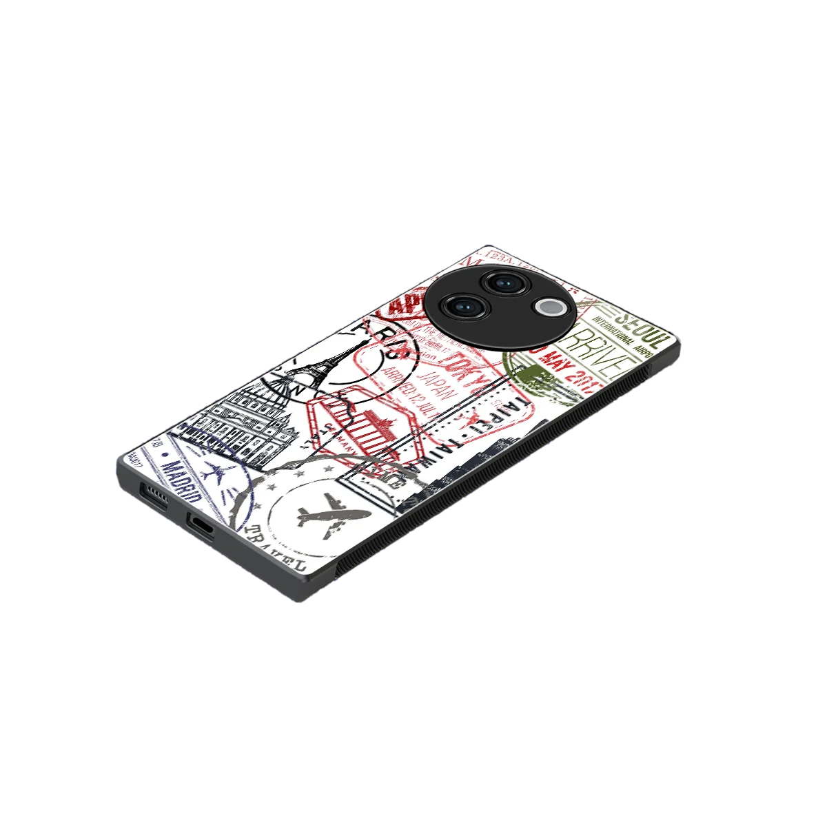 Stamp Collection stylish phone case for vivo v30e | glossy glass and slim fit