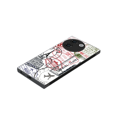 Stamp Collection stylish phone case for vivo v30e | glossy glass and slim fit