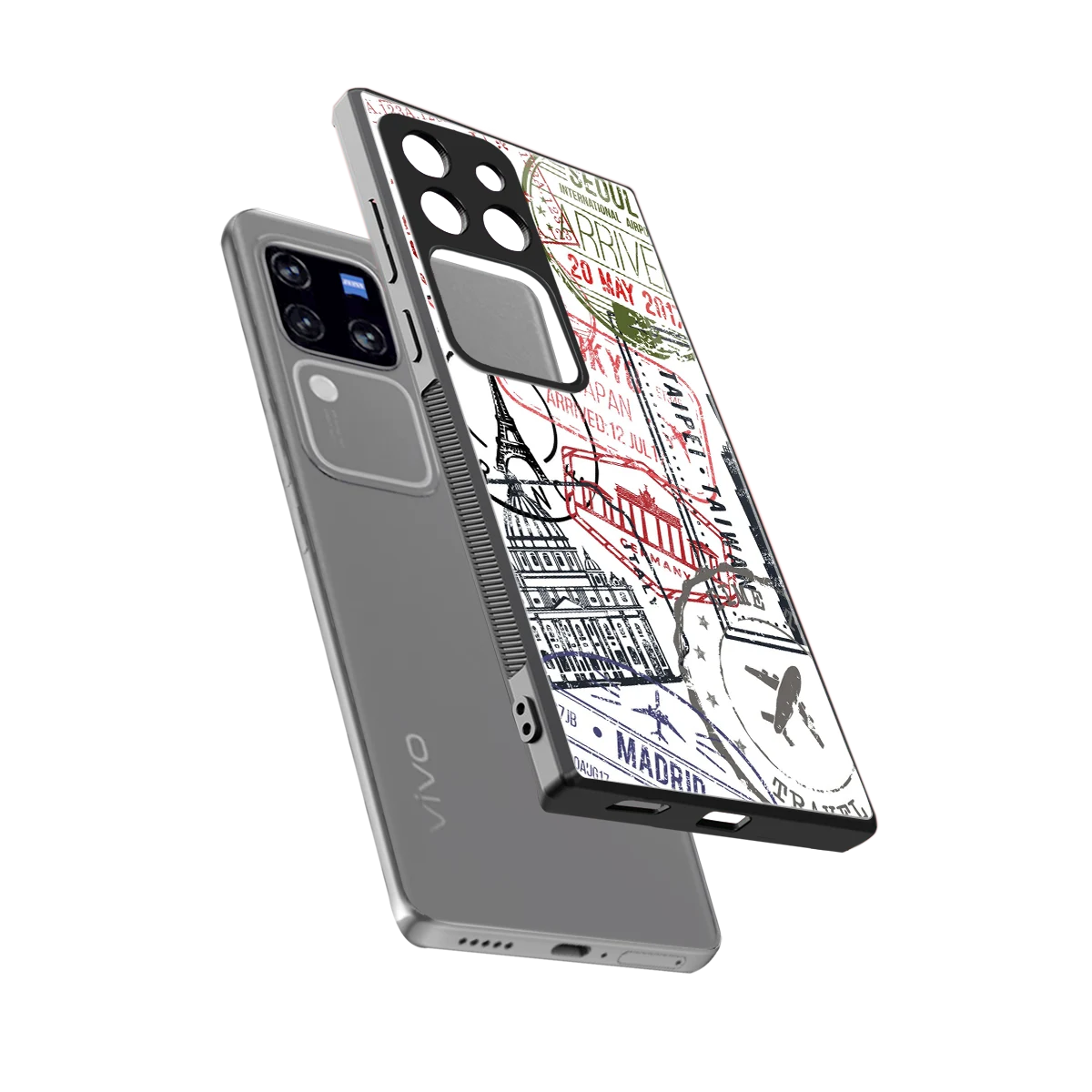 Stamp Collection sleekvivo v30 pro cover with tempered glass back and TPU edges