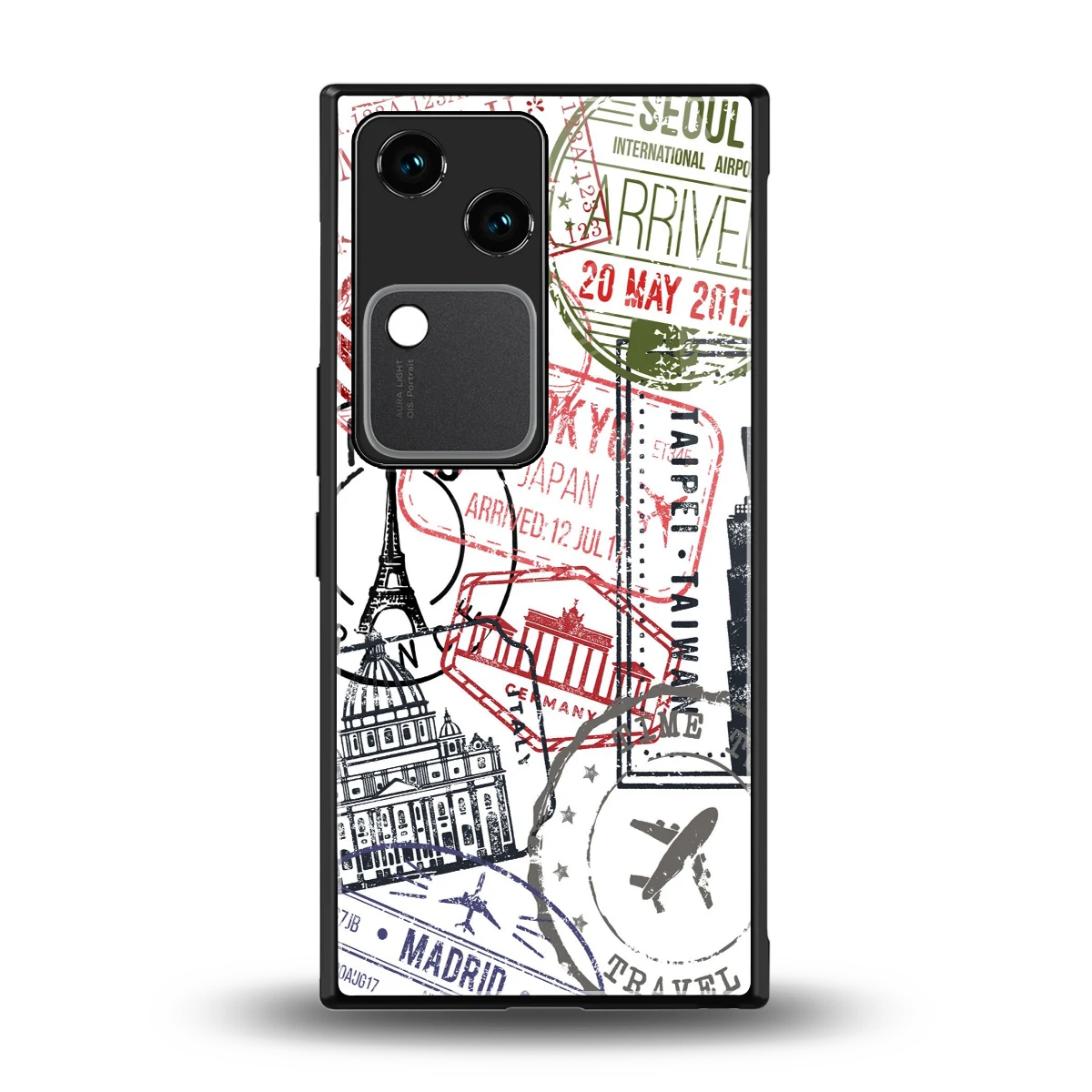 Stamp Collection back phone cover | glass case for vivo v30