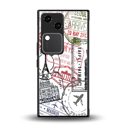 Stamp Collection back phone cover | glass case for vivo v30