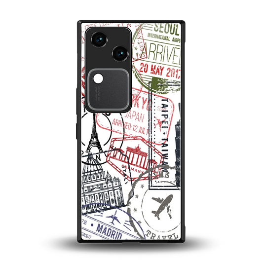 Stamp Collection back phone cover | glass case for vivo v30