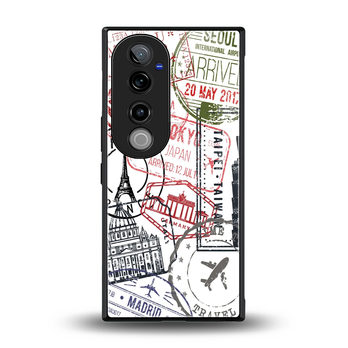 Stamp Collection back phone cover | glass case for vivo v40 pro