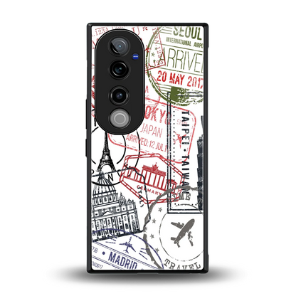 Stamp Collection back phone cover | glass case for vivo v40 pro