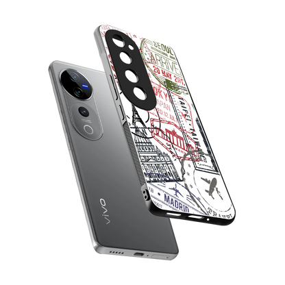 Stamp Collection sleek vivo v40 pro cover with tempered glass back and TPU edges