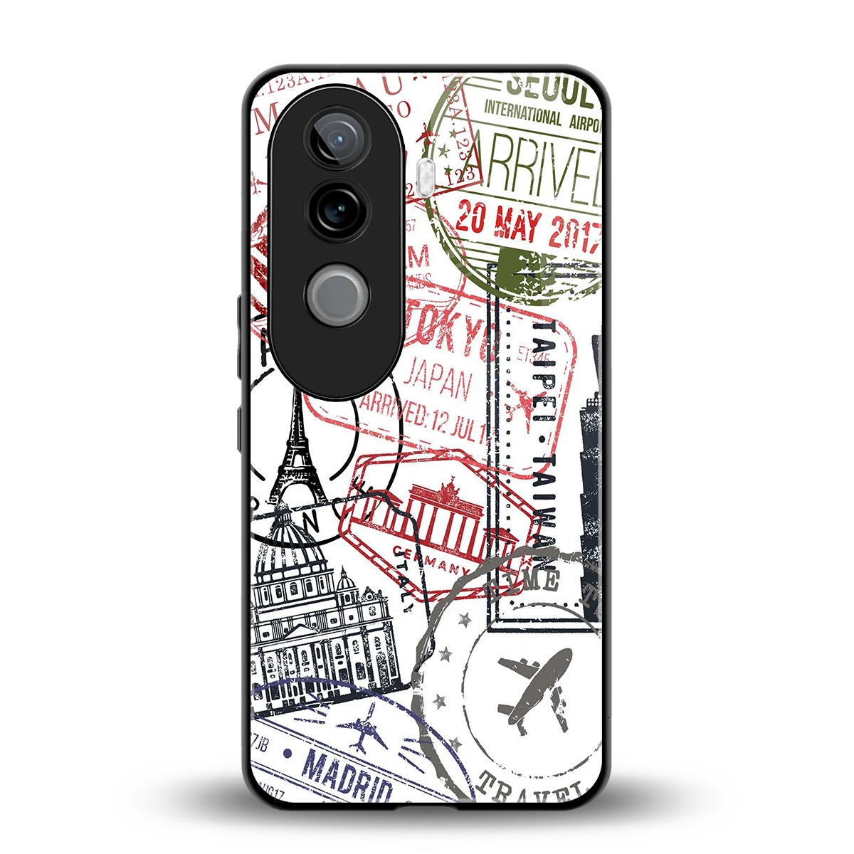 Stamp Collection back phone cover | glass case for vivo v40e